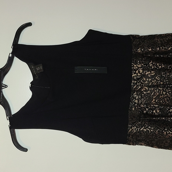 Tahari Black and Gold Cocktail Dress - Picture 2 of 11